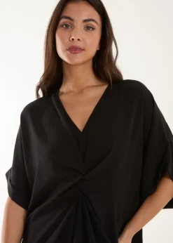 Blue Vanilla Black Twist Front Tunic Dress