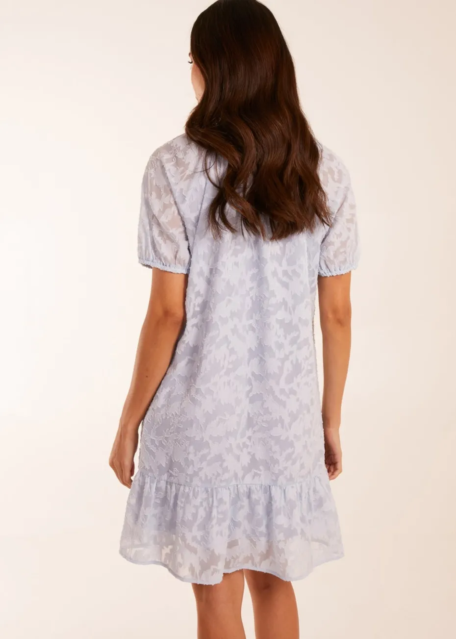 Blue Vanilla Blue Jacquard Smock Mini Dress