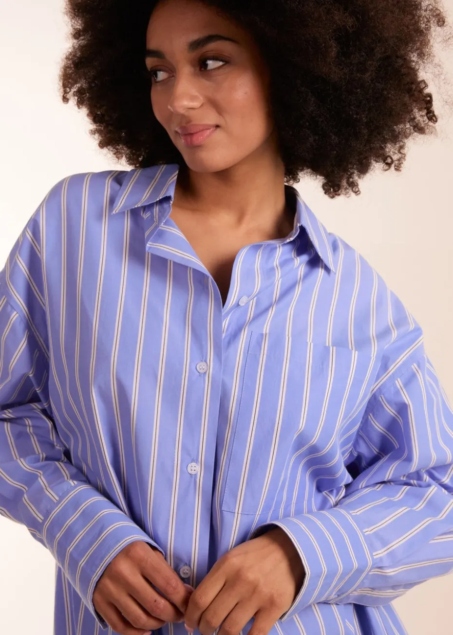 Blue Vanilla Blue Oversized Pinstripe Shirt