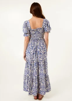 Blue Vanilla Blue Puff Sleeve Square Neck Maxi Dress