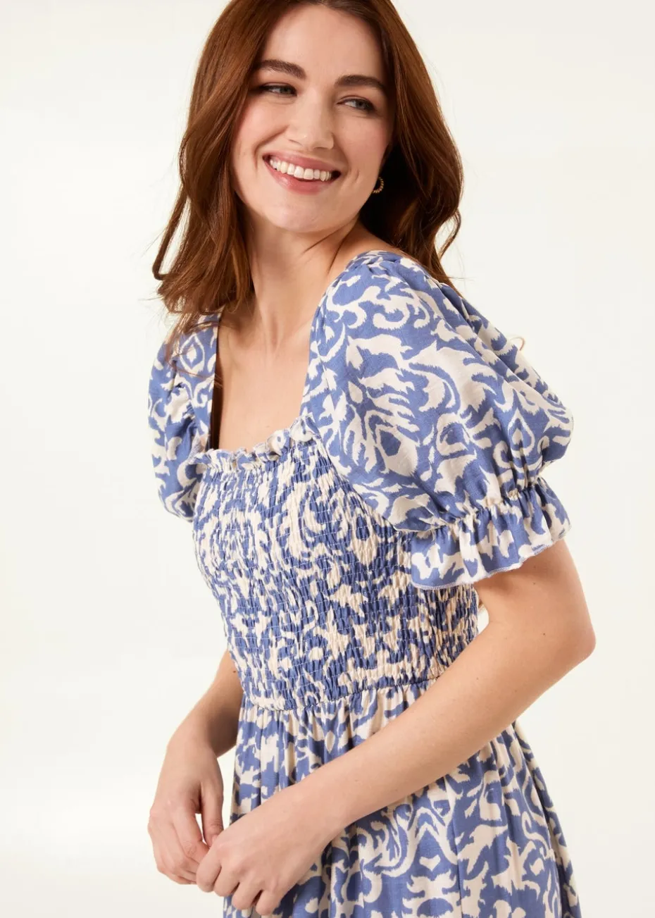 Blue Vanilla Blue Puff Sleeve Square Neck Maxi Dress