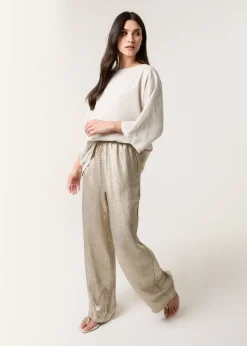 Blue Vanilla Champagne Shimmer Wide Leg Trouser