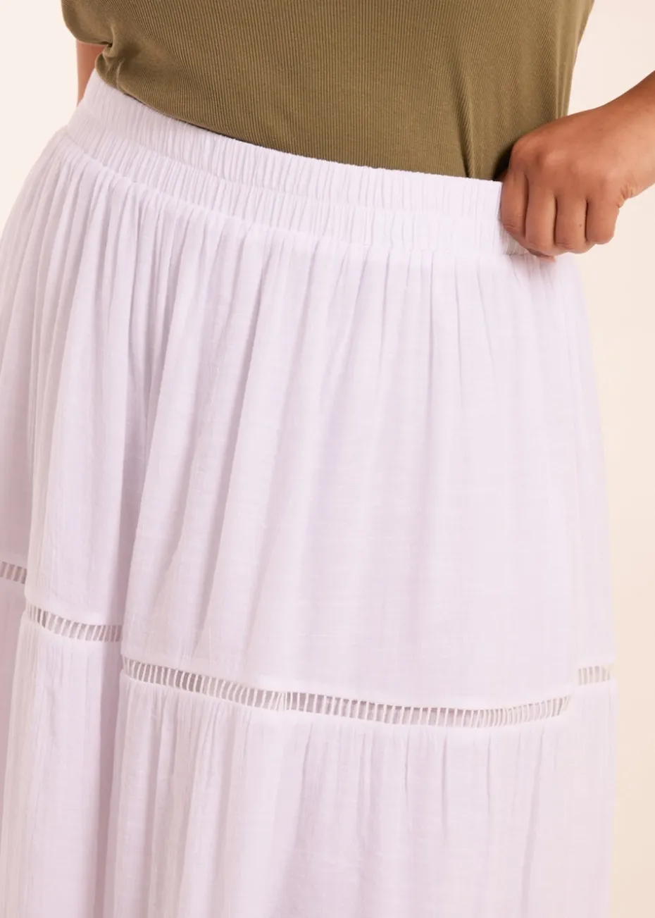 Blue Vanilla Curve White Ladder Trim Maxi Skirt