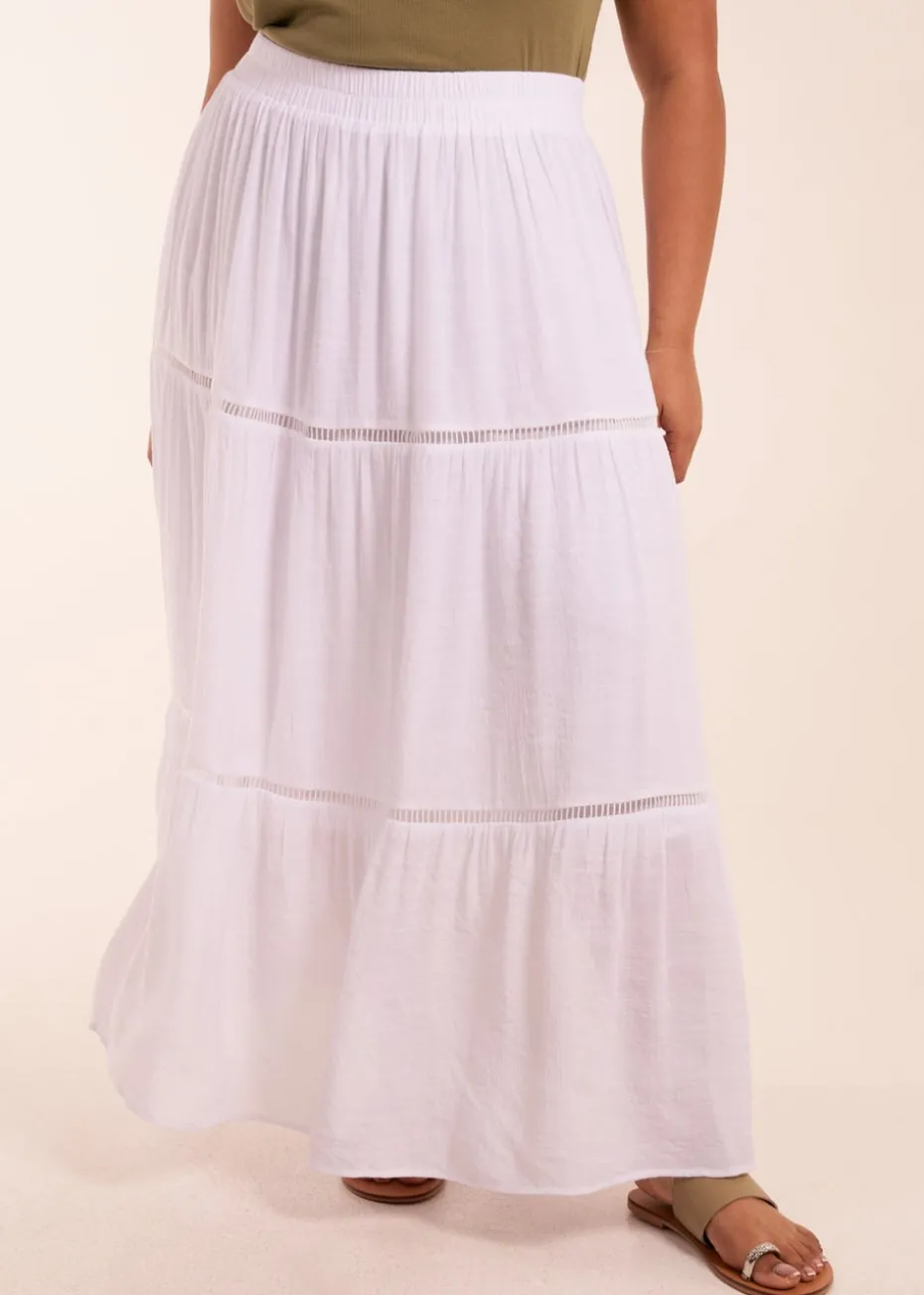 Blue Vanilla Curve White Ladder Trim Maxi Skirt