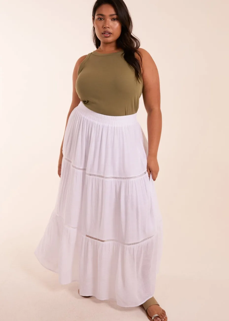 Blue Vanilla Curve White Ladder Trim Maxi Skirt