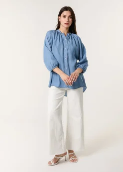 Blue Vanilla Denim Button Front Denim Blouse