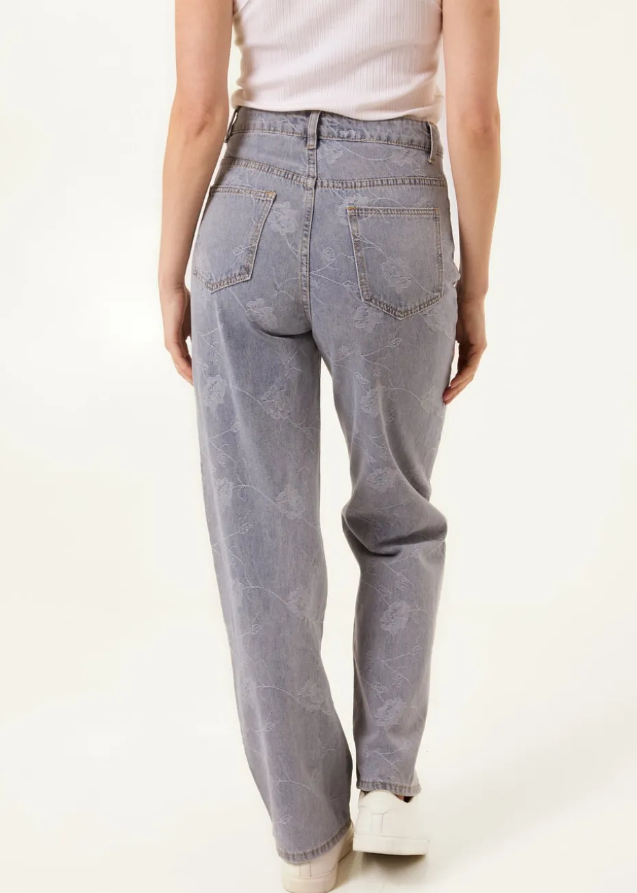 Blue Vanilla Denim Flower Embroidered Jeans