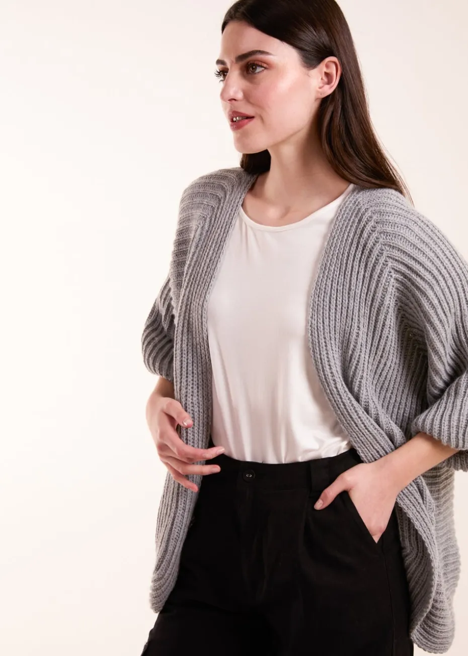 Blue Vanilla Grey Knitted Mid Length Cardigan