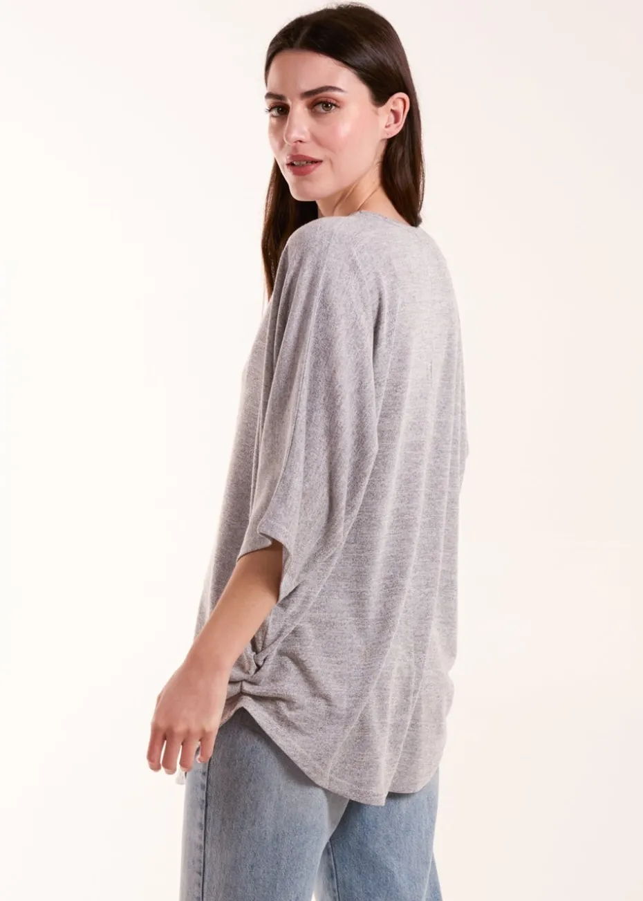 Blue Vanilla Grey Studded Zip Front Top