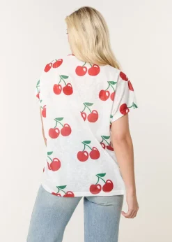 Blue Vanilla Ivory Cherry Oversized Top