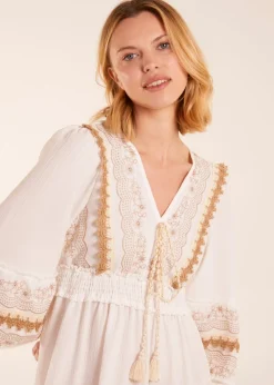Blue Vanilla Ivory Embroidered Dress