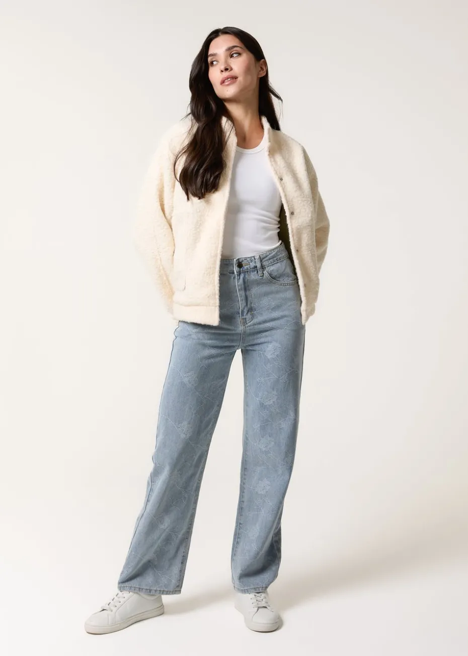 Blue Vanilla Ivory Faux Shearling Jacket