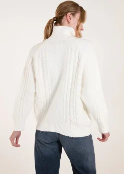 Blue Vanilla Ivory High Neck Cable Knit Jumper
