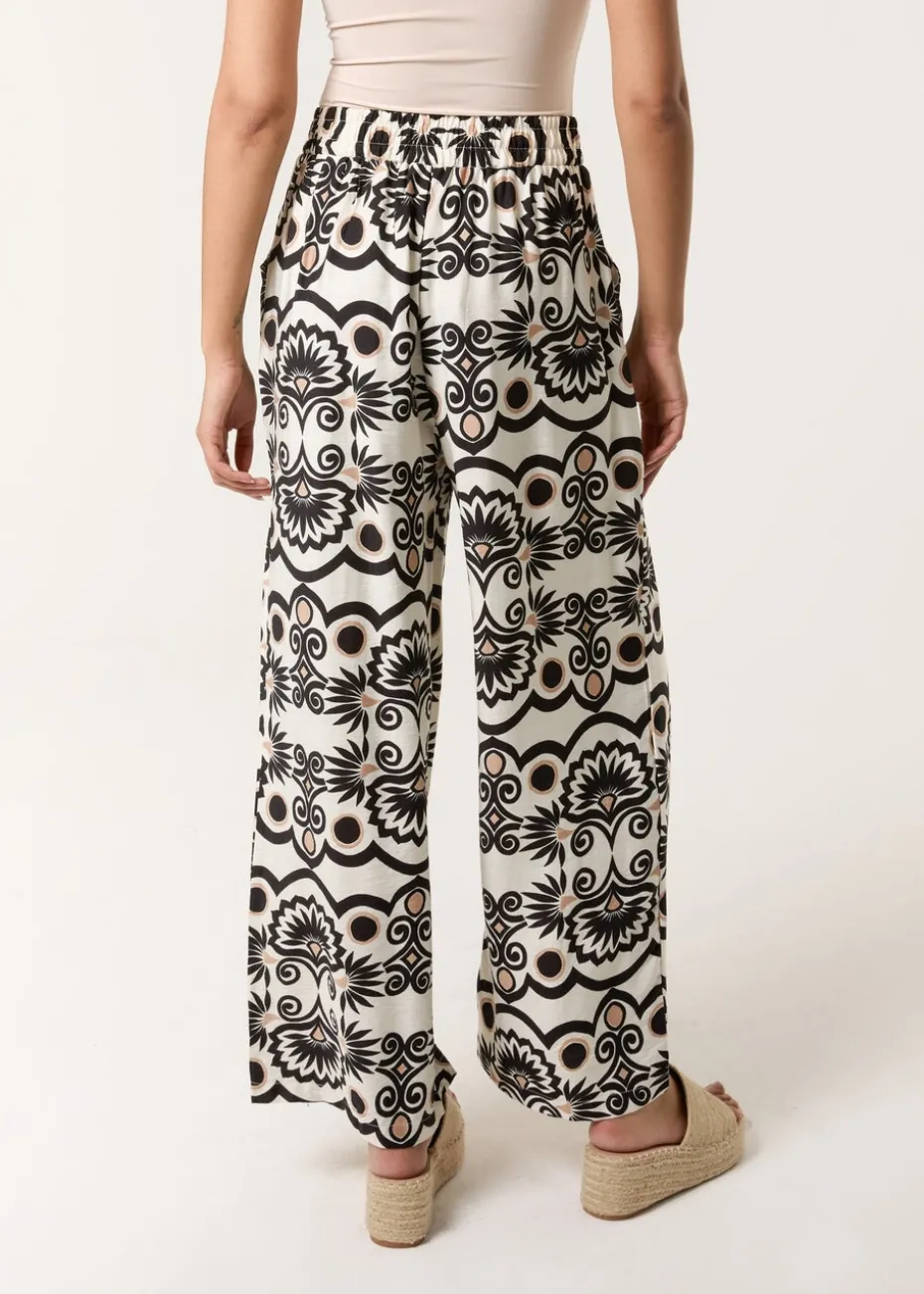 Blue Vanilla Ivory Printed Wide Leg Trousers