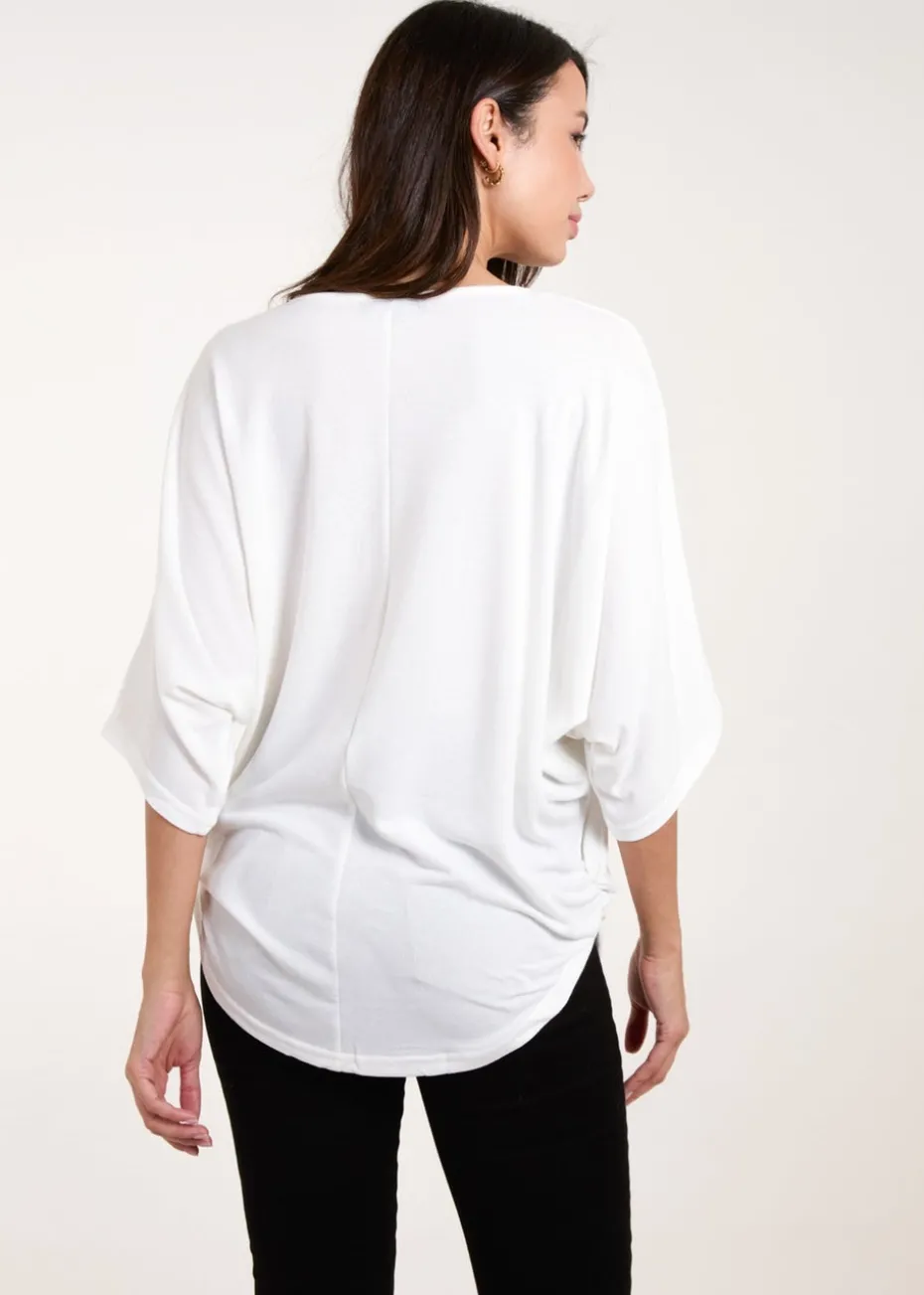 Blue Vanilla Ivory Studded Zip Front Top
