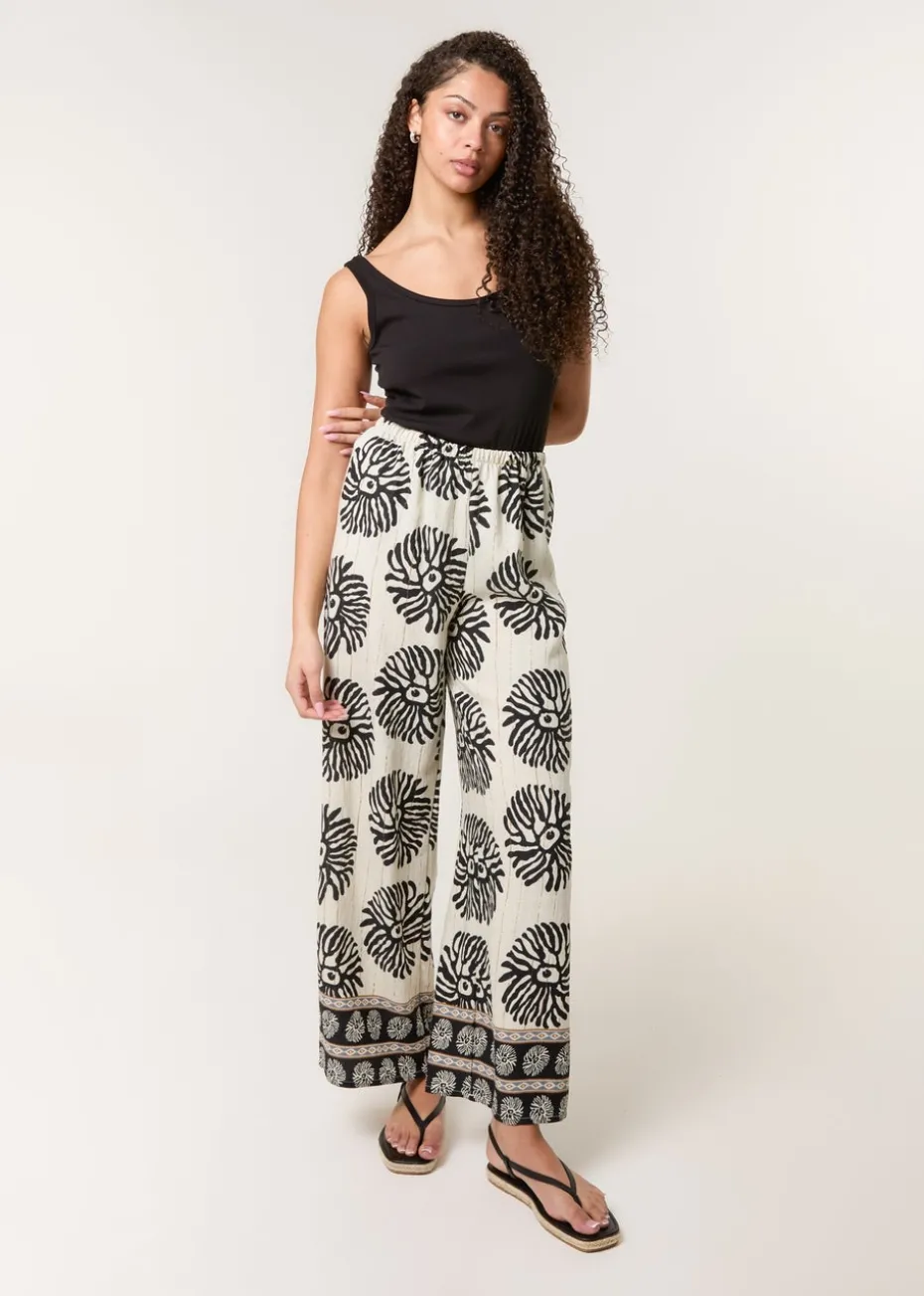 Blue Vanilla Khaki Printed Elasticated Trousers