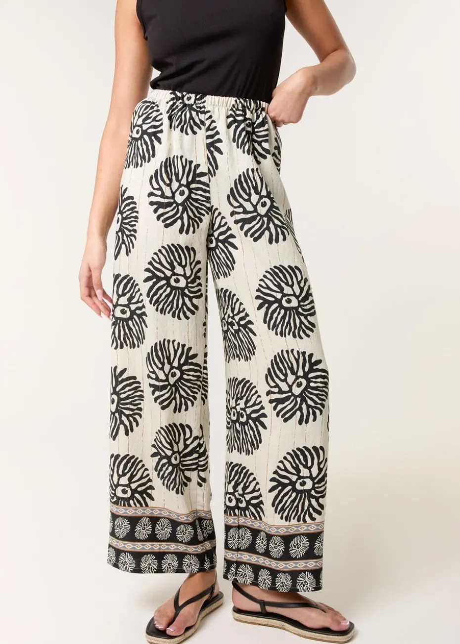 Blue Vanilla Khaki Printed Elasticated Trousers
