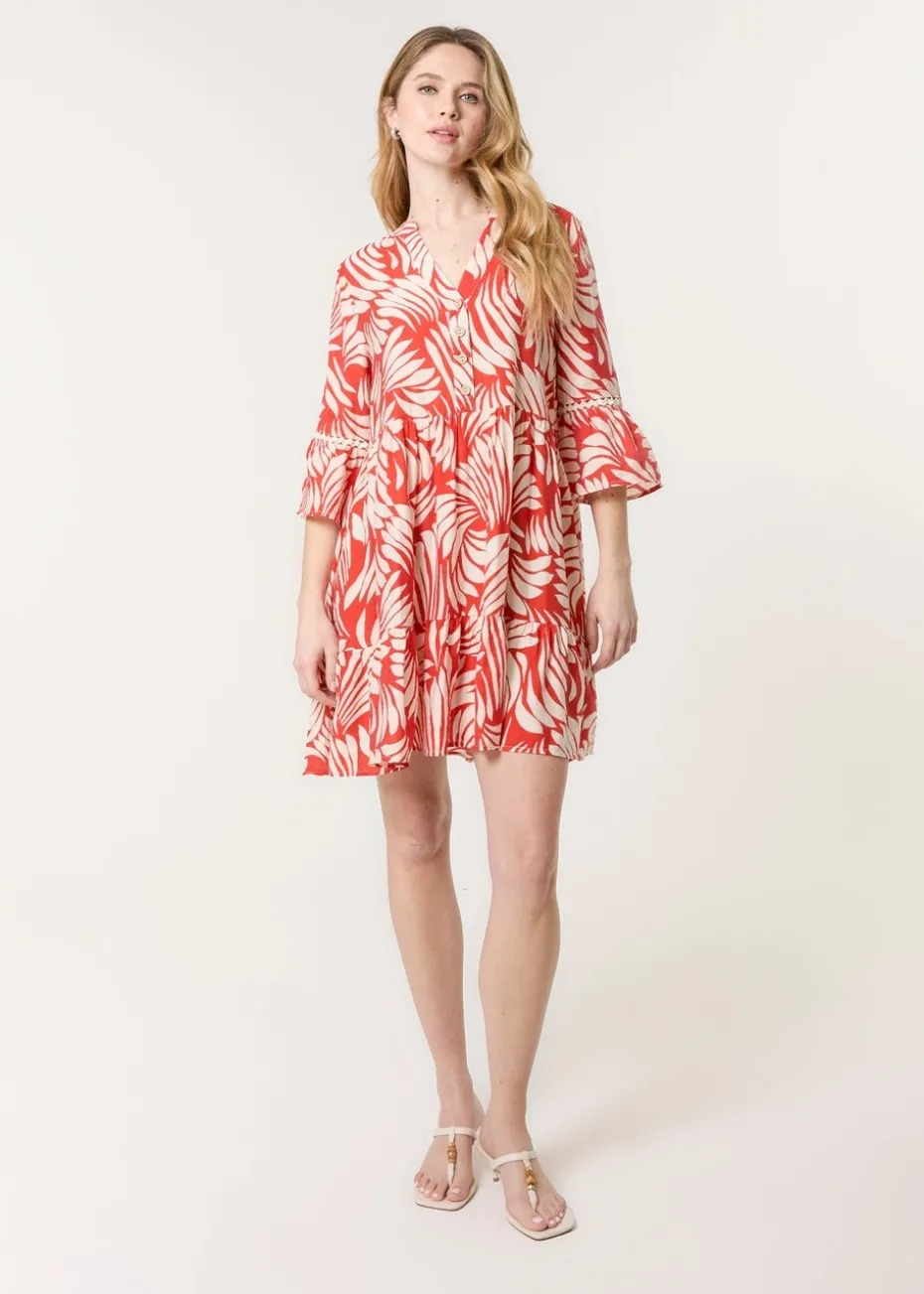 Blue Vanilla Orange Ric Rac Smock Shirt Dress
