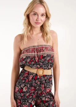 Blue Vanilla Red Belted Bandeau Jumpsuit