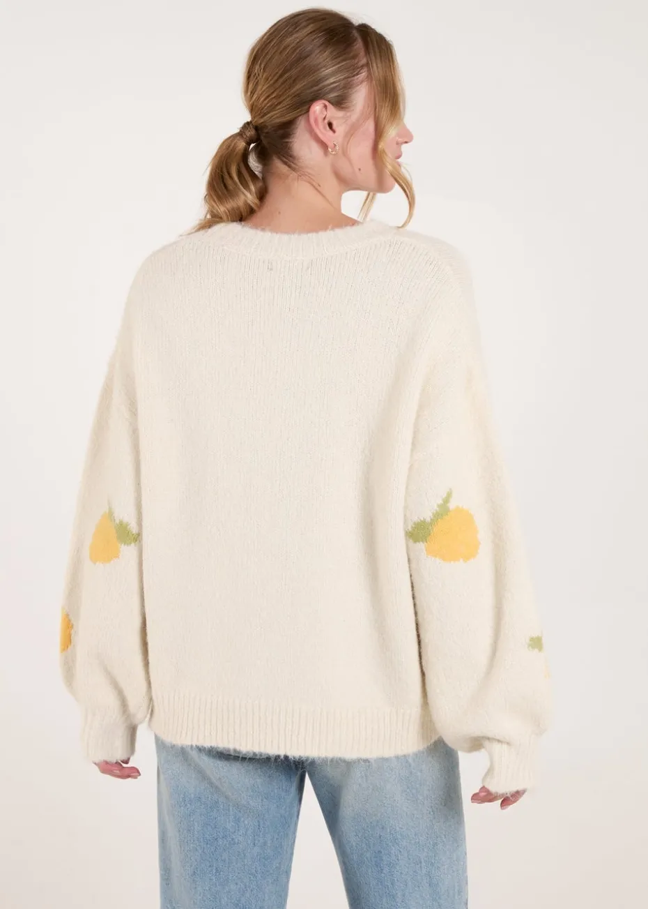 Blue Vanilla Stone Lemons & Leaves Detail Jumper
