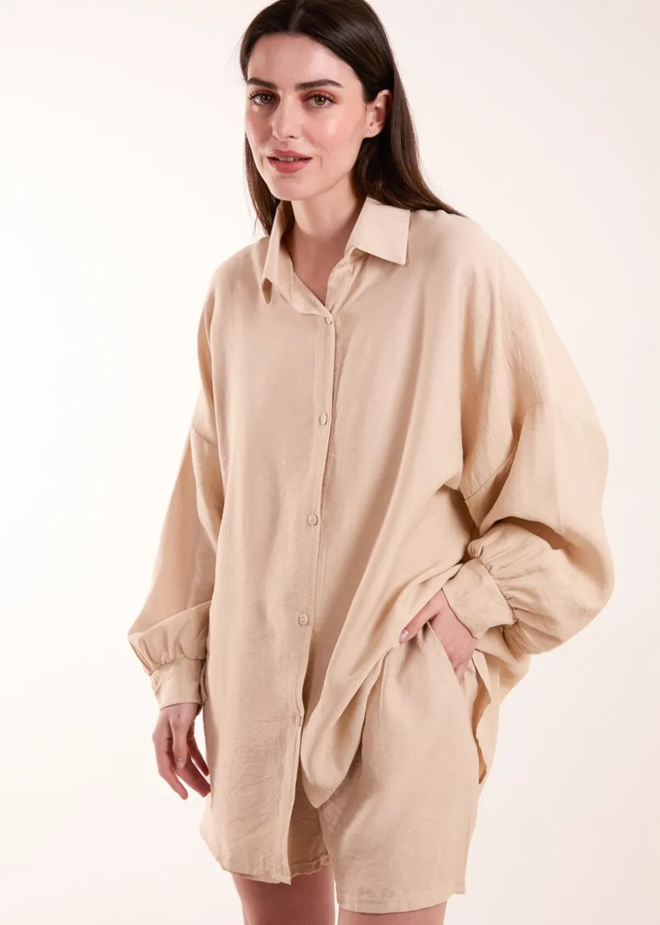Blue Vanilla Stone Linen Shorts & Shirt Set