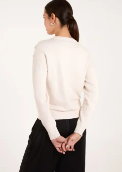 Blue Vanilla Stone Pearl Flower Embellishment Jumper