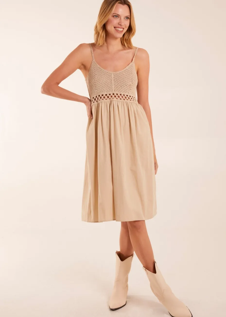 Blue Vanilla Stone Strap Midi Cami Dress Crochet