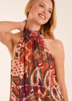 Blue Vanilla Terracotta Halter Neck Top