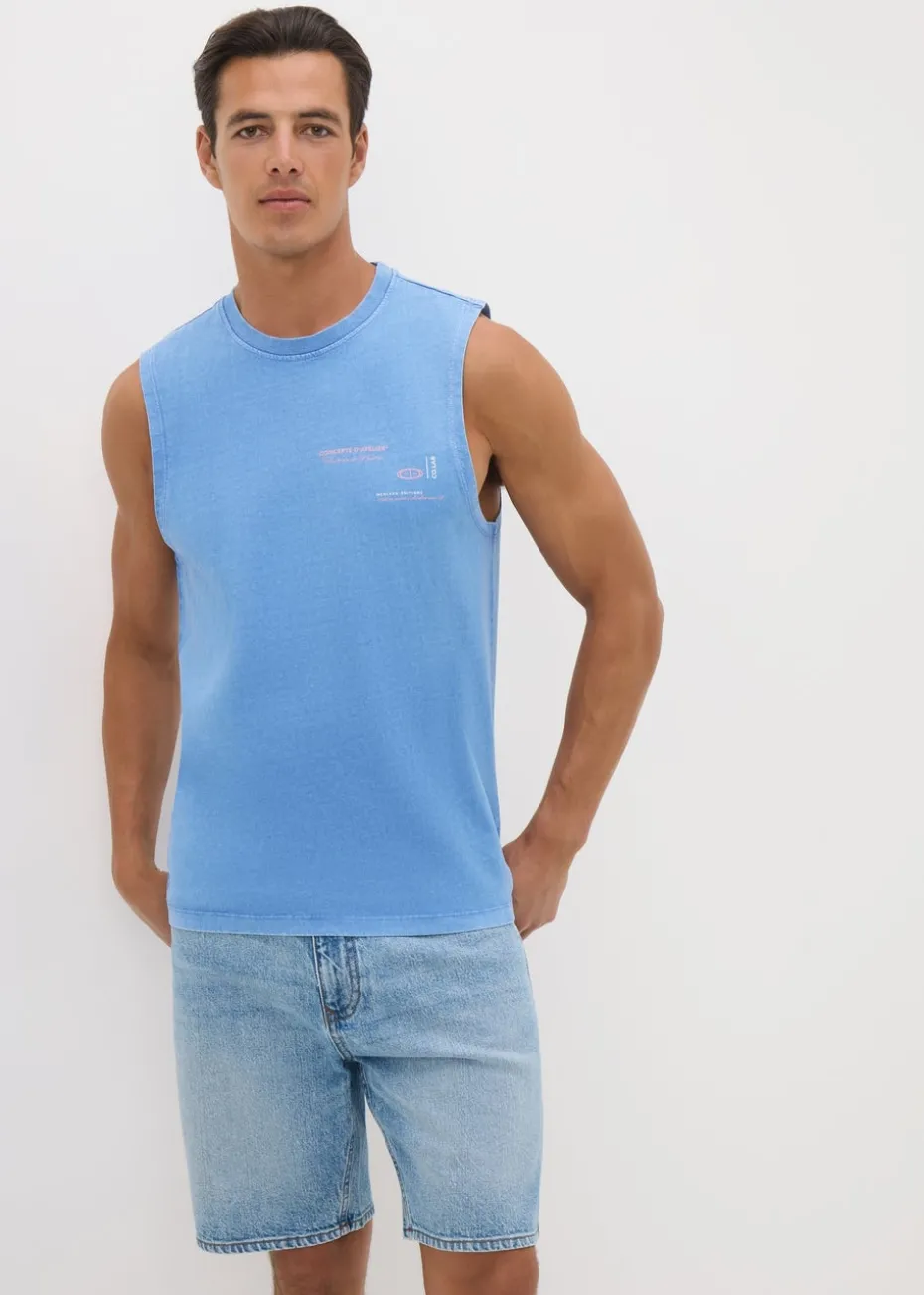 Blue Washed Tank Vest