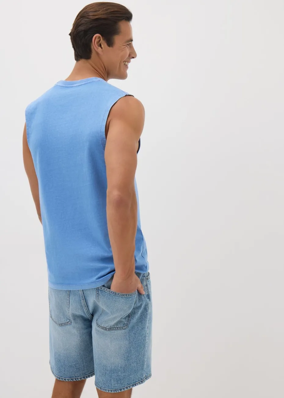 Blue Washed Tank Vest