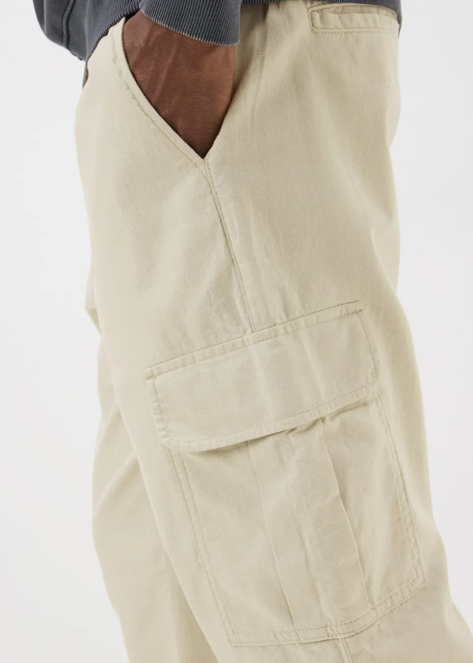 Bone Linen Cargo Trousers