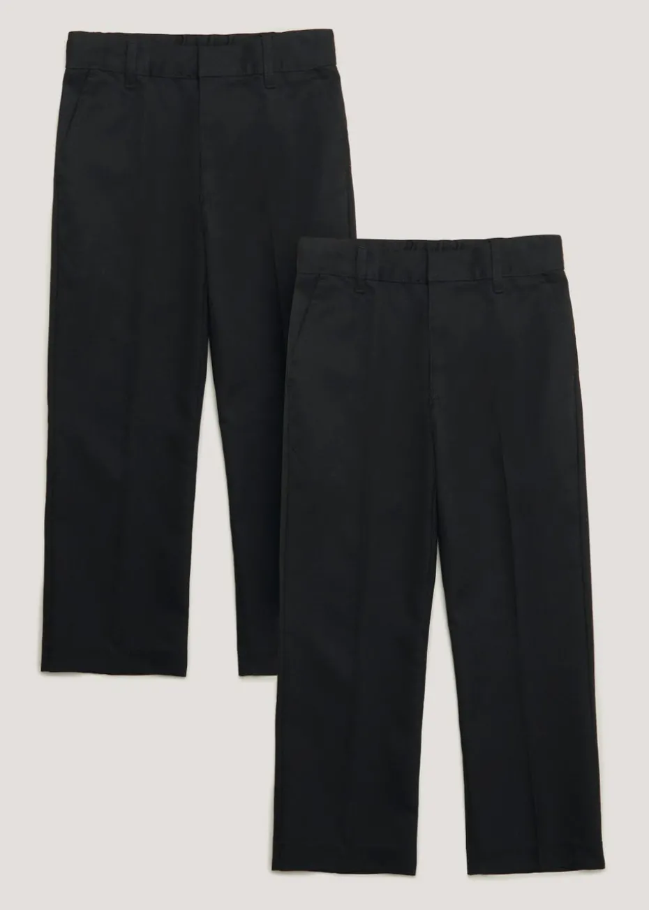 Boys 2 Pack Black Classic Fit School Trousers (3-16yrs)