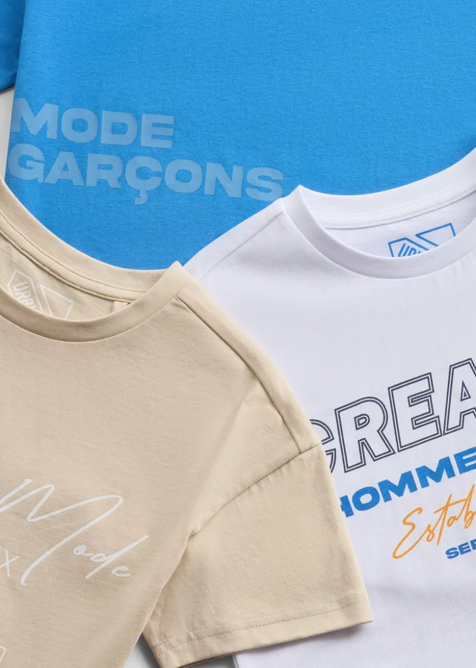 Boys 3 Pack Multicolour T-Shirts (7-15yrs)