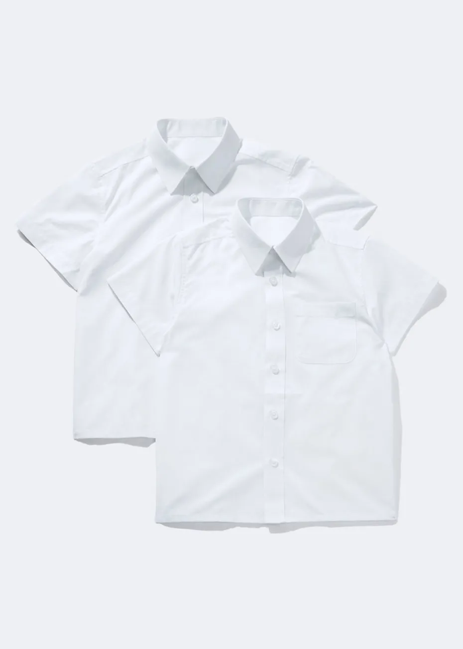 Boys 2 Pack White Short Sleeve School Shirts (4-16yrs)