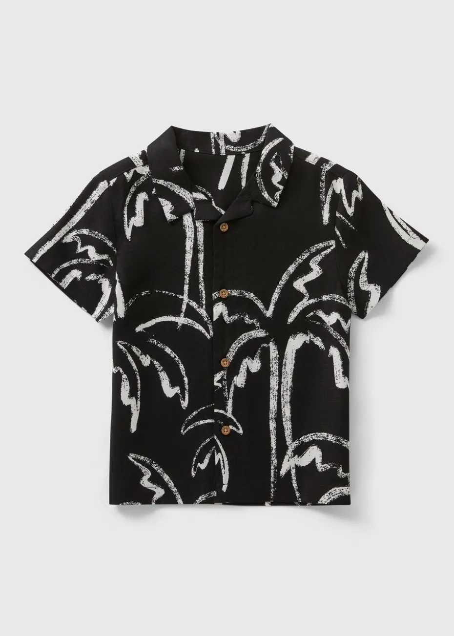 Boys Black Mono Palm Shirt (1-7yrs)
