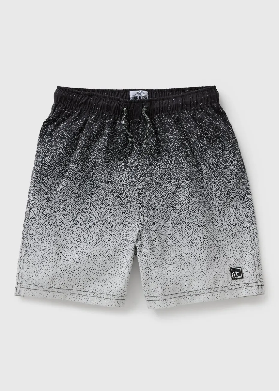 Boys Black Paint Splat Ombre Swim Shorts (7-15yrs)