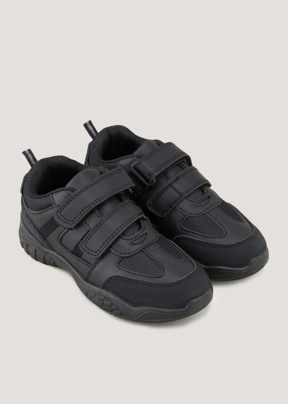 Boys Black Scuff Resistant School Trainers (Younger 10-Older 6)