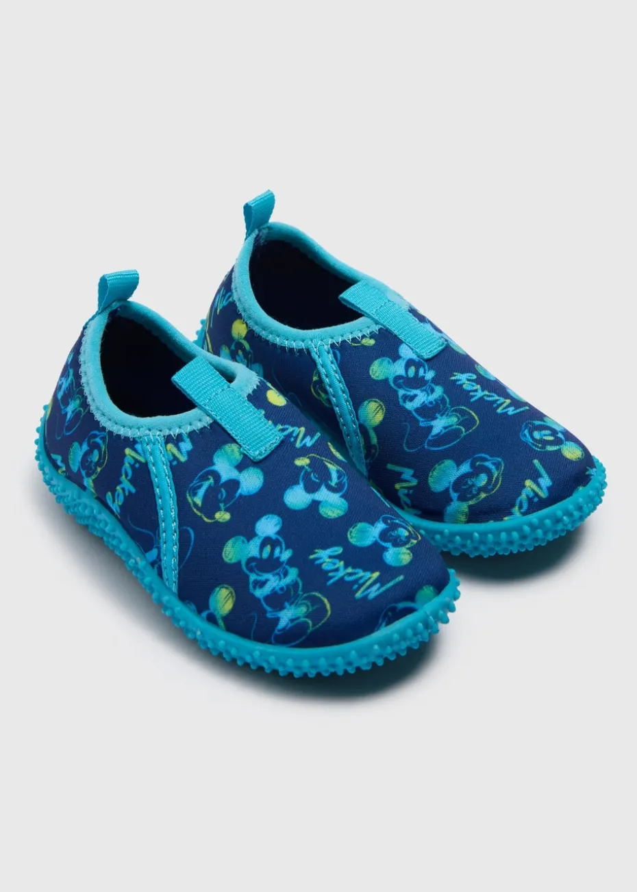 Boys Navy Mickey Mouse Swim Shoes (Younger 4-12)