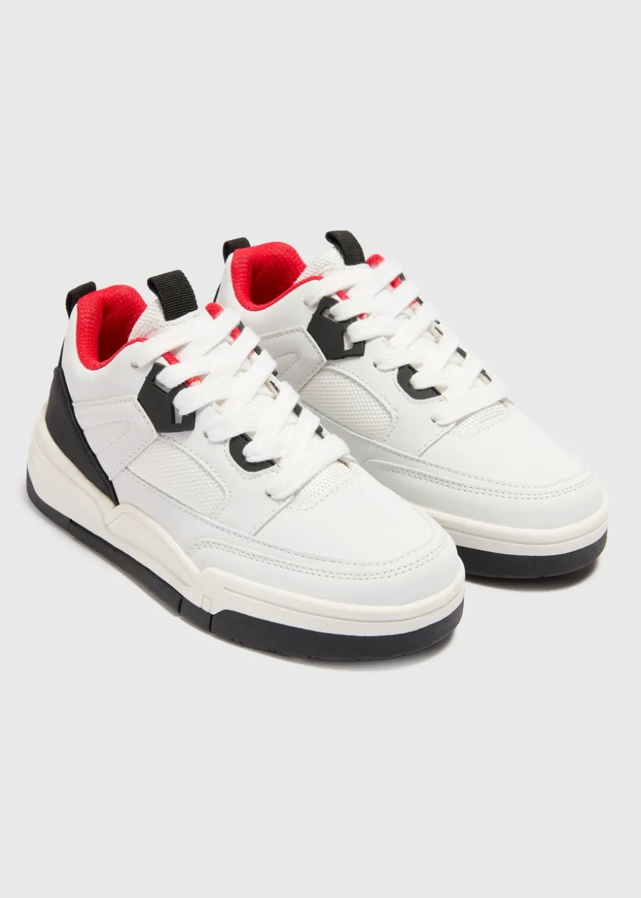 Boys White Mid Top Trainers (Younger 10-Older 6)