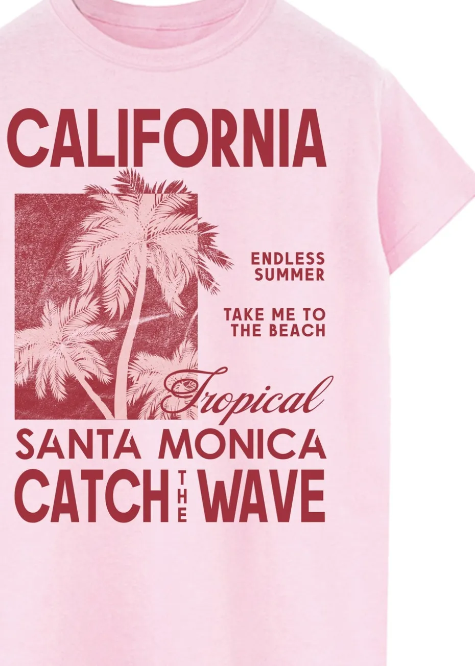 Brands In California Santa Monica Pink Boyfriend Fit T-Shirt