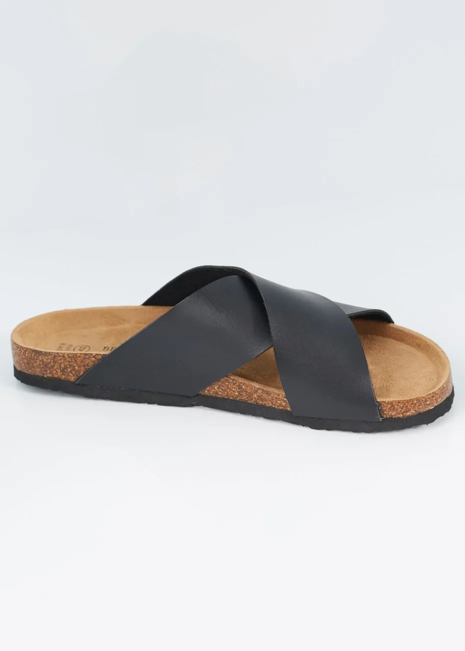 Brave Soul Black Crossover Strap Sandals
