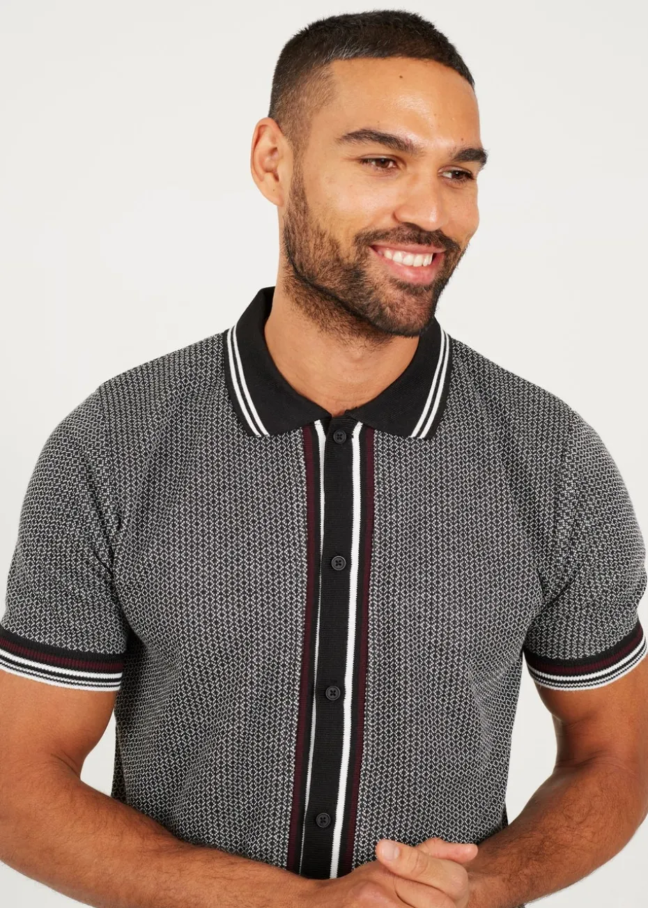 Brave Soul Black Knitted Short Sleeve Shirt