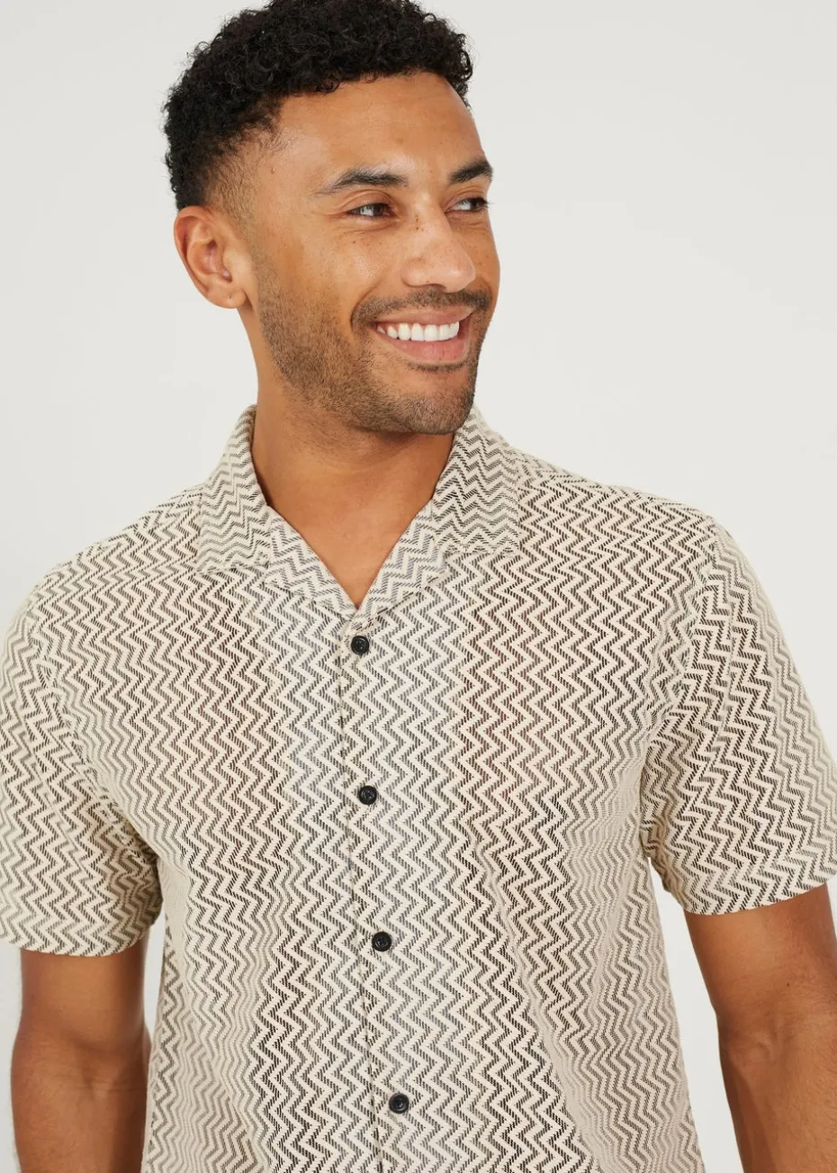 Brave Soul Black Revere Collar Short Sleeve Shirt