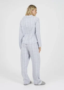 Brave Soul Blue Cotton Long Sleeve Shirt Pyjama Set