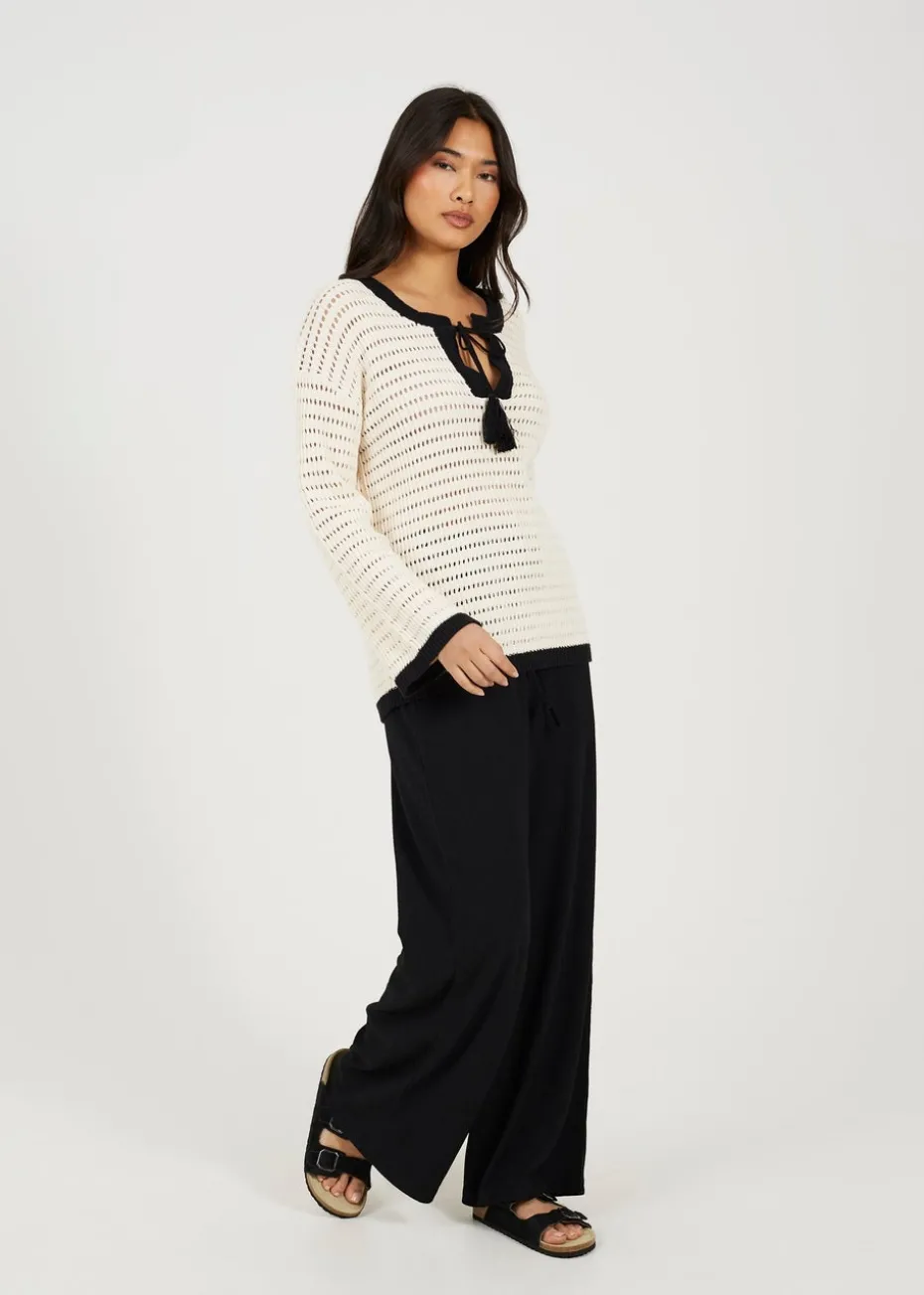 Brave Soul Cream Loose Knit V Neck Jumper