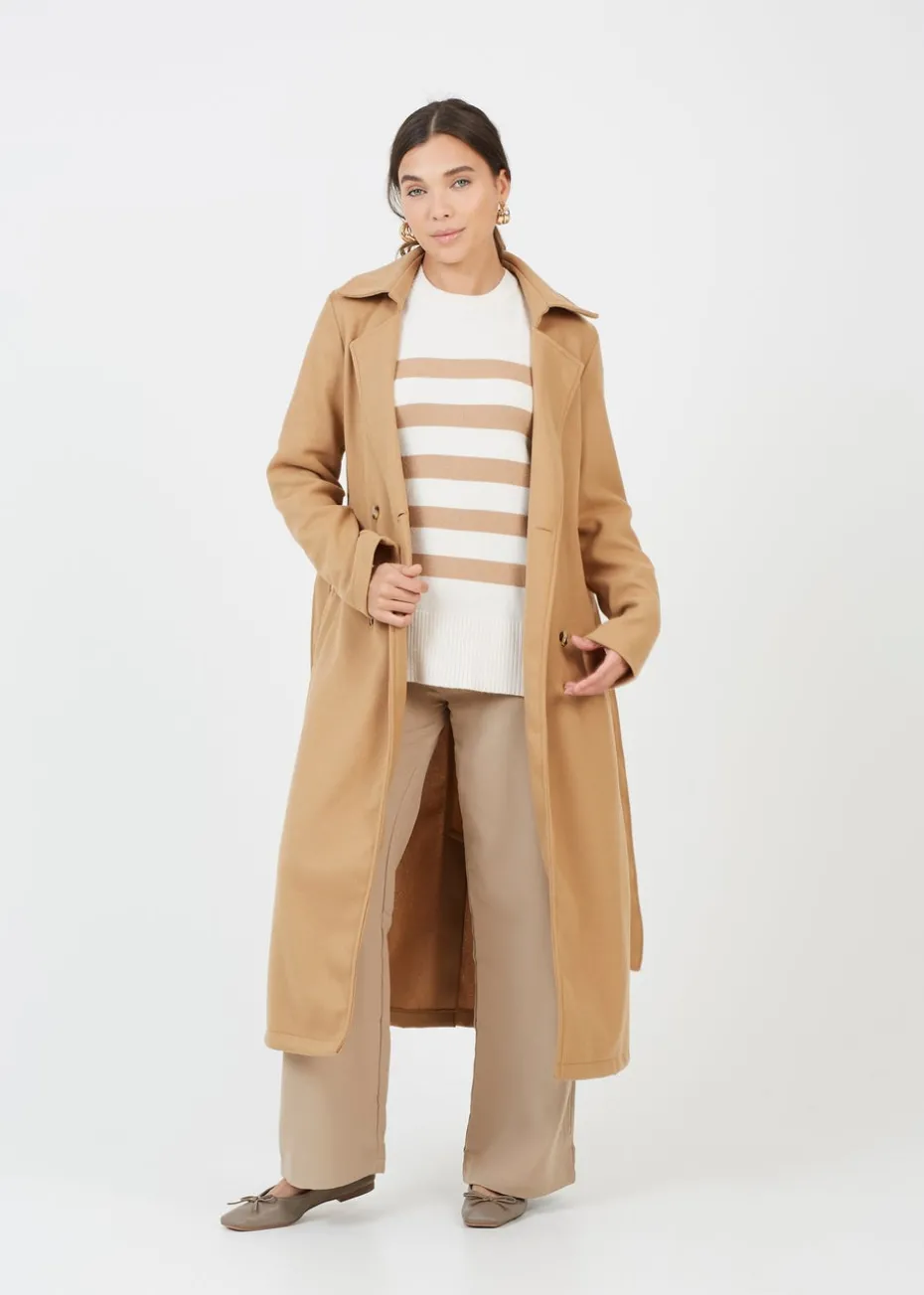 Brave Soul Ivory Striped Loose Fit Jumper with Wide Sleeves