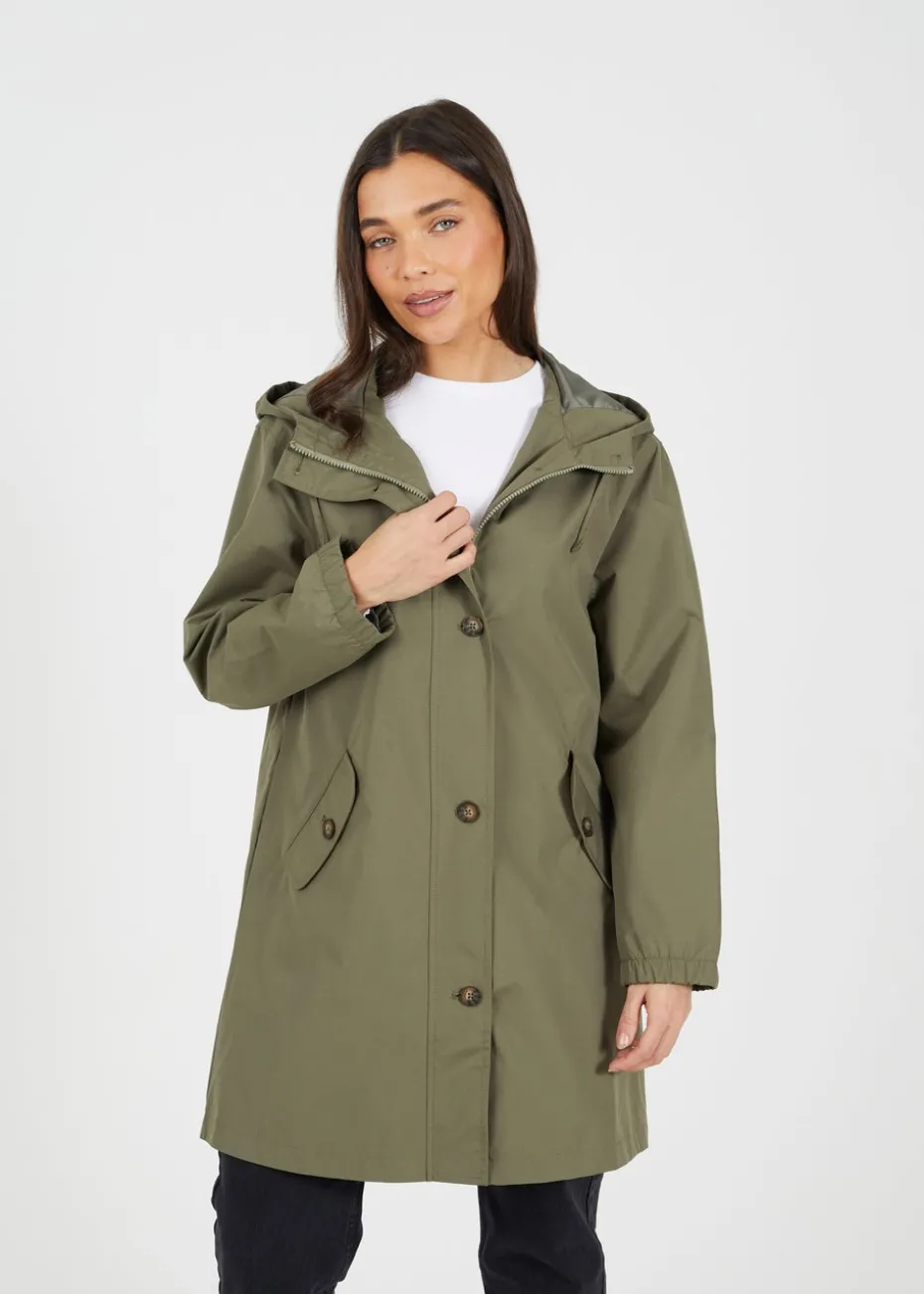 Brave Soul Khaki Lightweight Parka Style Hooded Jacket