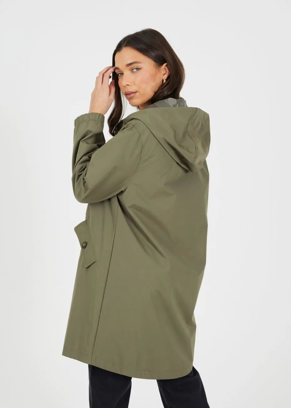 Brave Soul Khaki Lightweight Parka Style Hooded Jacket