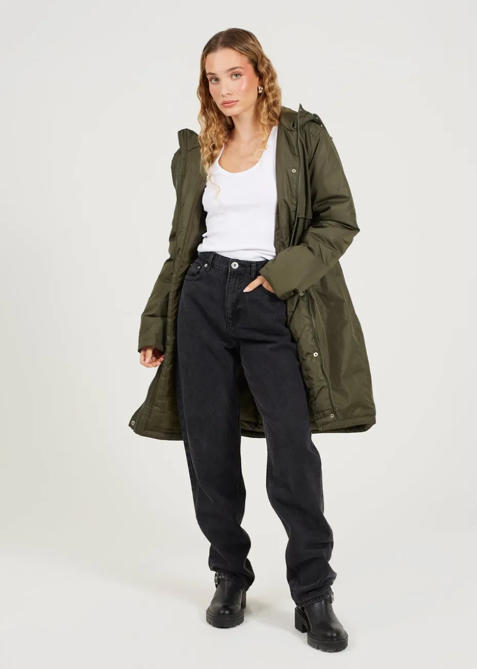 Brave Soul Khaki Shower Resistant Padded Parka Jacket