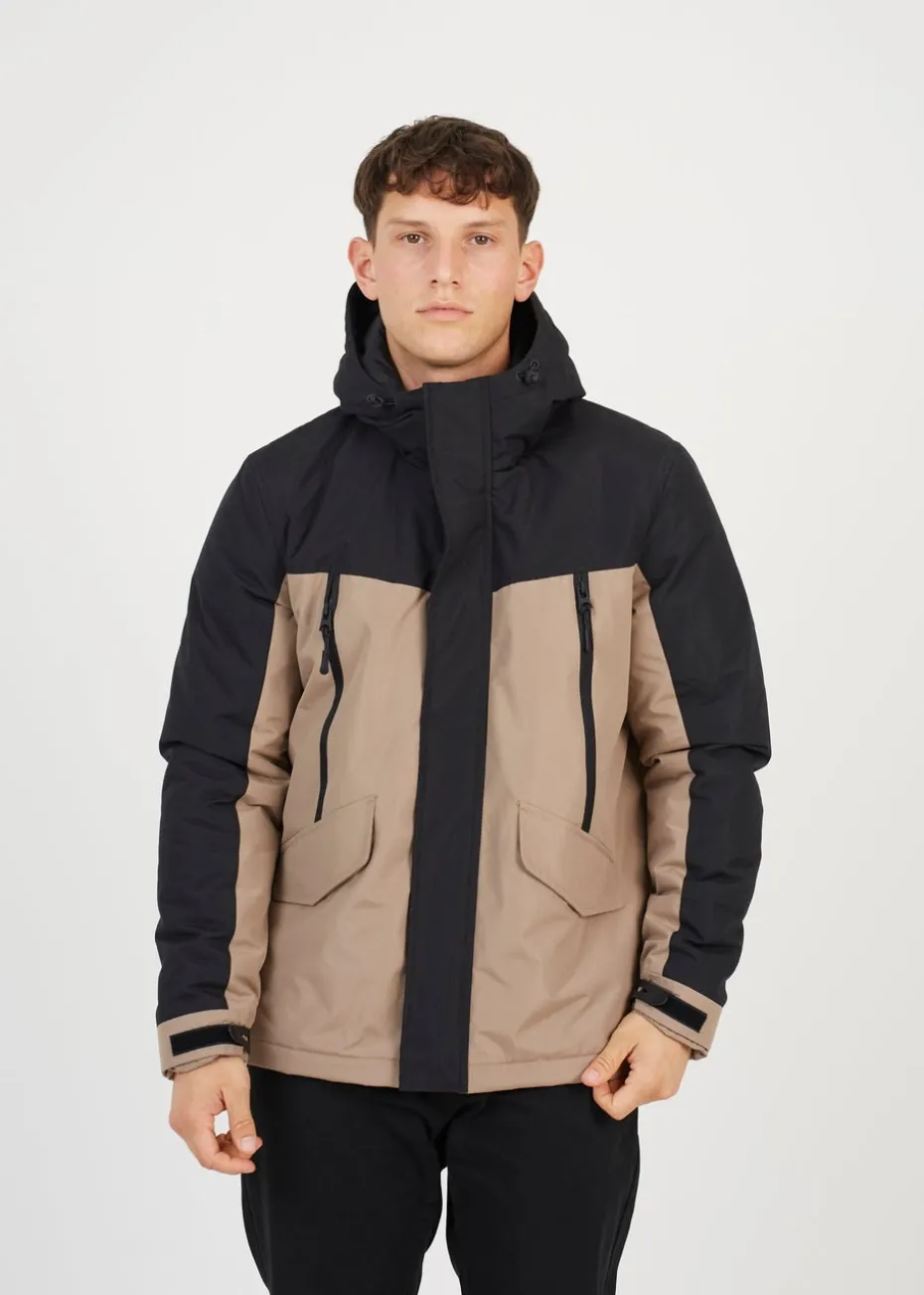 Brave Soul Stone Colour Block Hooded Jacket
